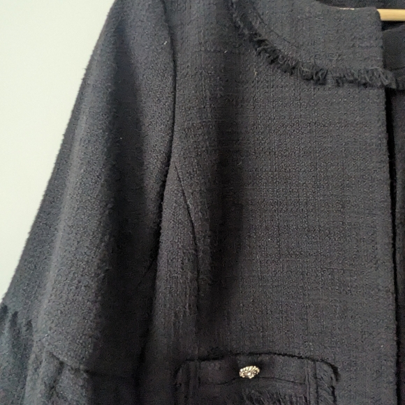 Karl Lagerfield Medium Black Tweed Blazer Jacket - Picture 4 of 16